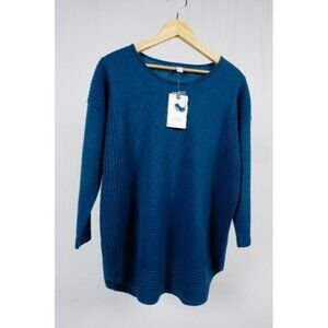 Dana Buchman Teal Blue Sweater Ribbed Detail Size Medium NWT!